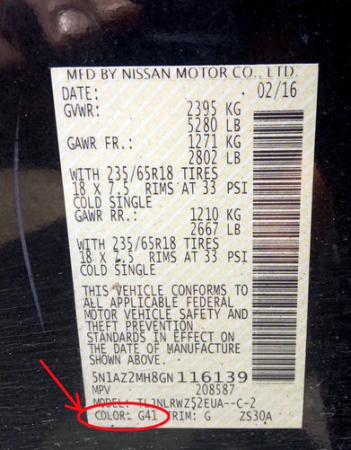 Comment trouver par vous-même le code couleur d’une voiture Nissan Comment trouver par vous-même le code couleur d’une voiture Nissan